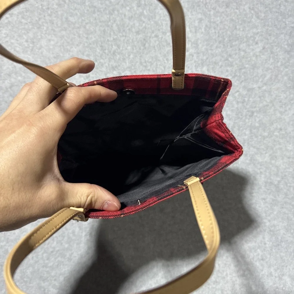 Vintage Y2K Red Tartan Plaid Tote Bag GUC 2044